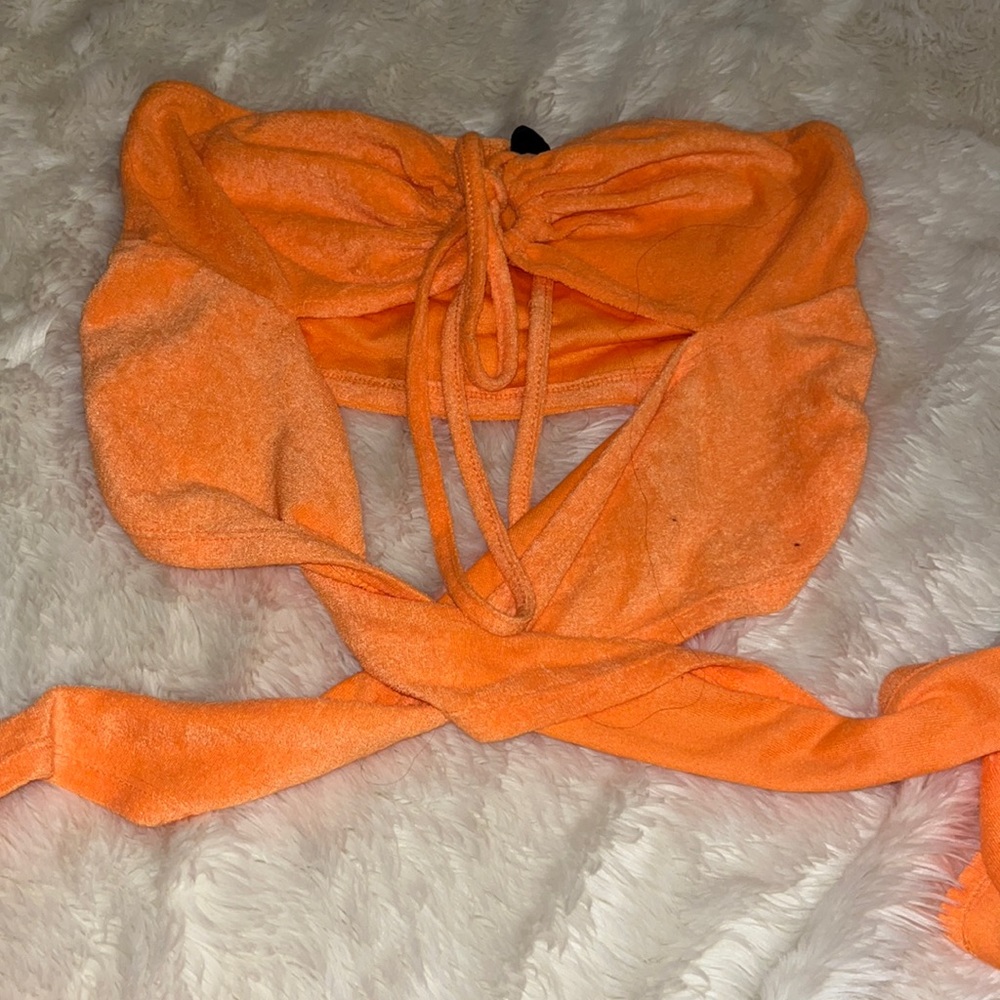 Terry Cloth Strapless Top